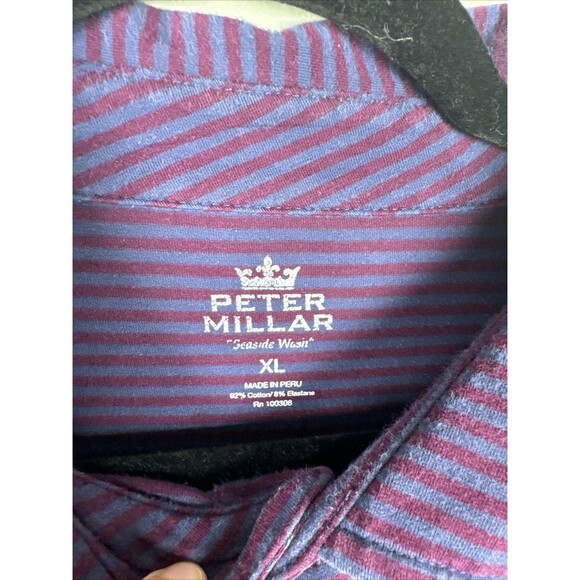 Peter Millar Seaside Wash Short Sleeve Polo XL Purple‎ Stripe Golf Chest Pocket - Picture 4 of 7